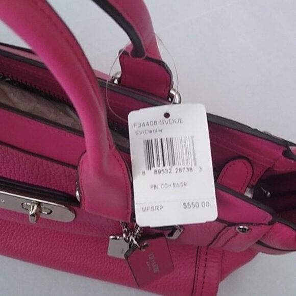 Coach F53308 Nubuck Pebble Leather Swagger Carryall Purse Bag, SV/Dahlia… - Picture 5 of 10